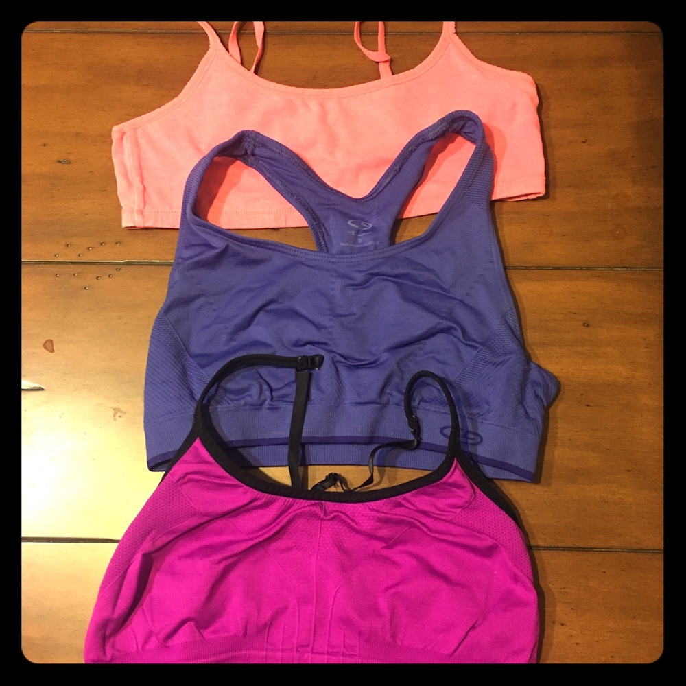 Size 2 M & 1 S sports bras 1 pink brand 2 champ.